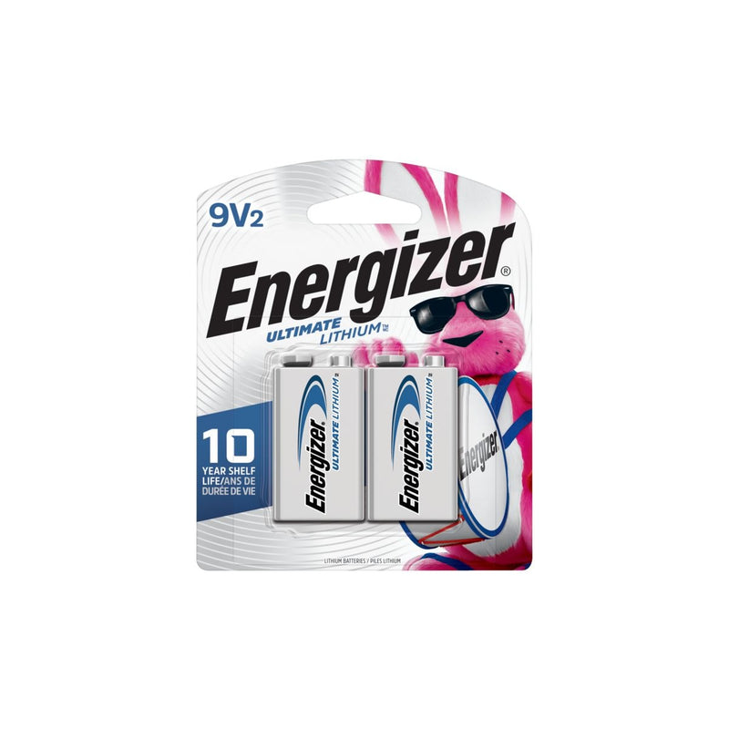 Energizer 2-pk 9V / 9 Volt Lithium Batteries, EZ Turn Lock, PowerSeal Q4
