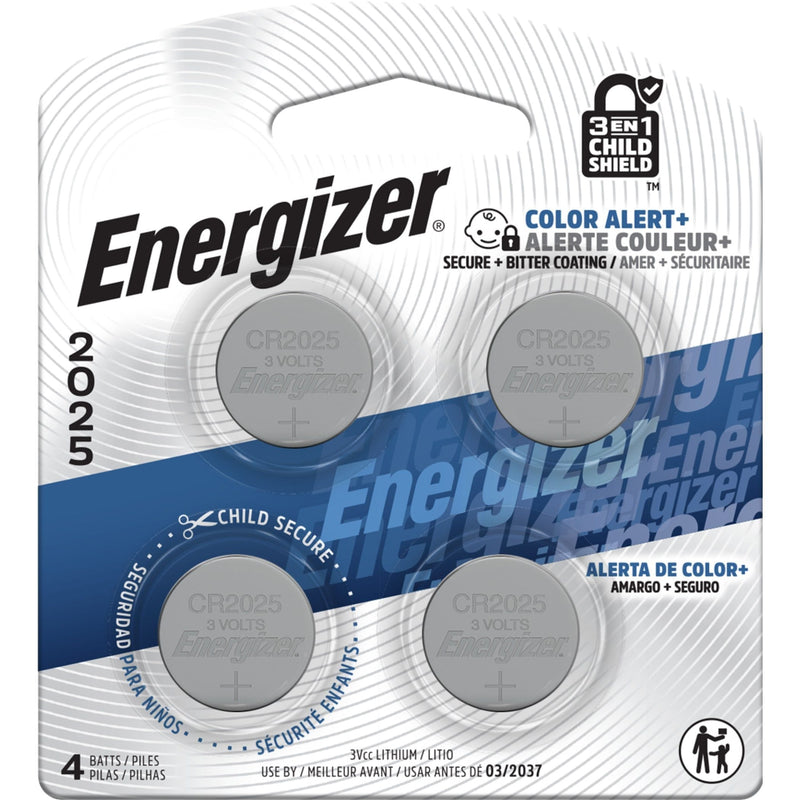 Energizer 2025 3V Lithium Coin Batteries, Long-Lasting, 4-pk F8