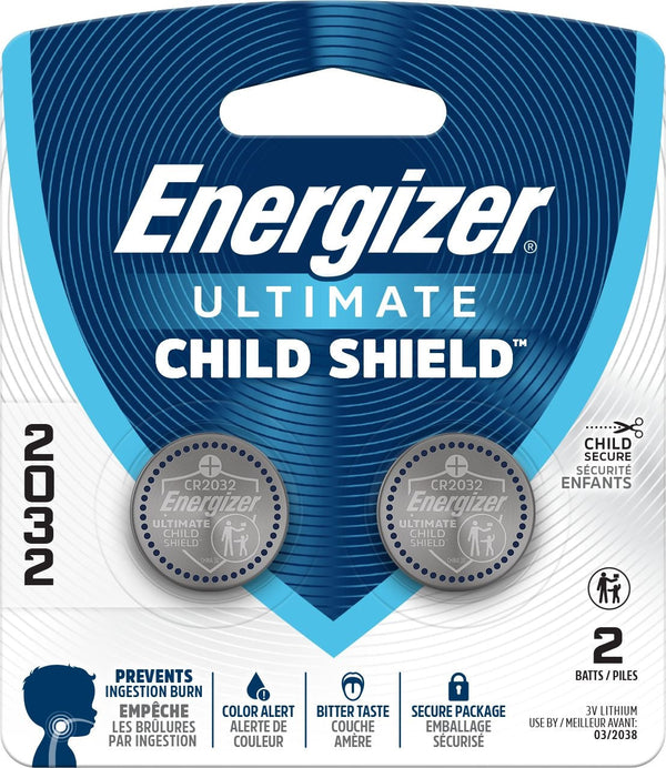 Energizer 2032 Child Shield Lithium Battery, 2-Pack C9