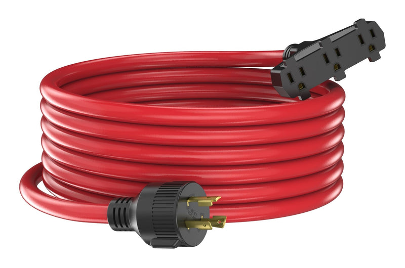 Energizer 30A 25-ft Triple-Outlet Extension Cord, Red Q0
