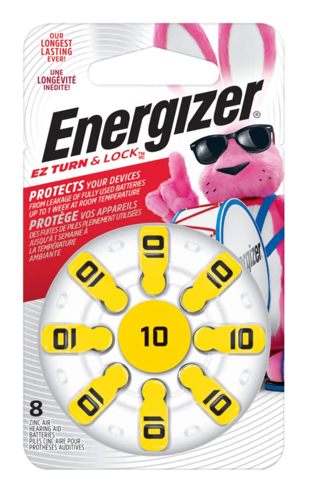 Energizer 8-pk Size AZ10 1.4V / 1.4 Volt Zinc Hearing Aid Batteries, EZ Turn Lock V8