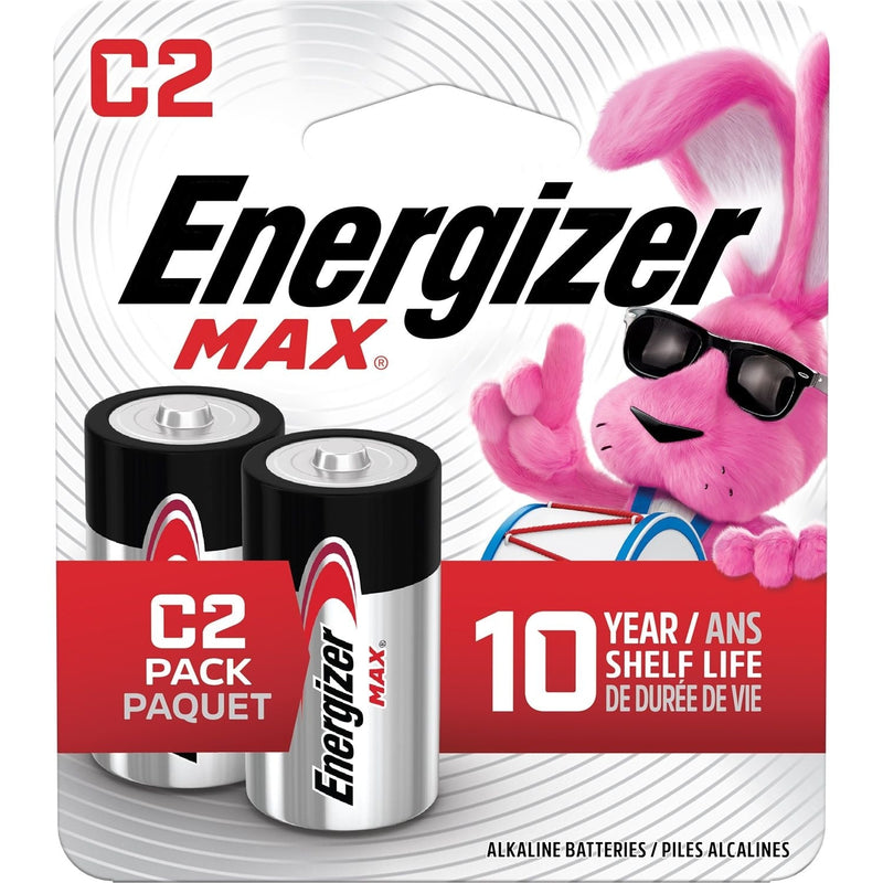 Energizer Max 2-pk C Alkaline Batteries, Long Lasting, All Purpose B0