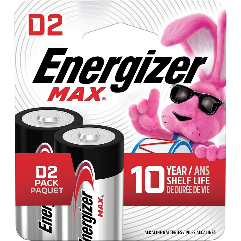 Energizer Max 2-pk D Alkaline Batteries, Long Lasting, All Purpose P4