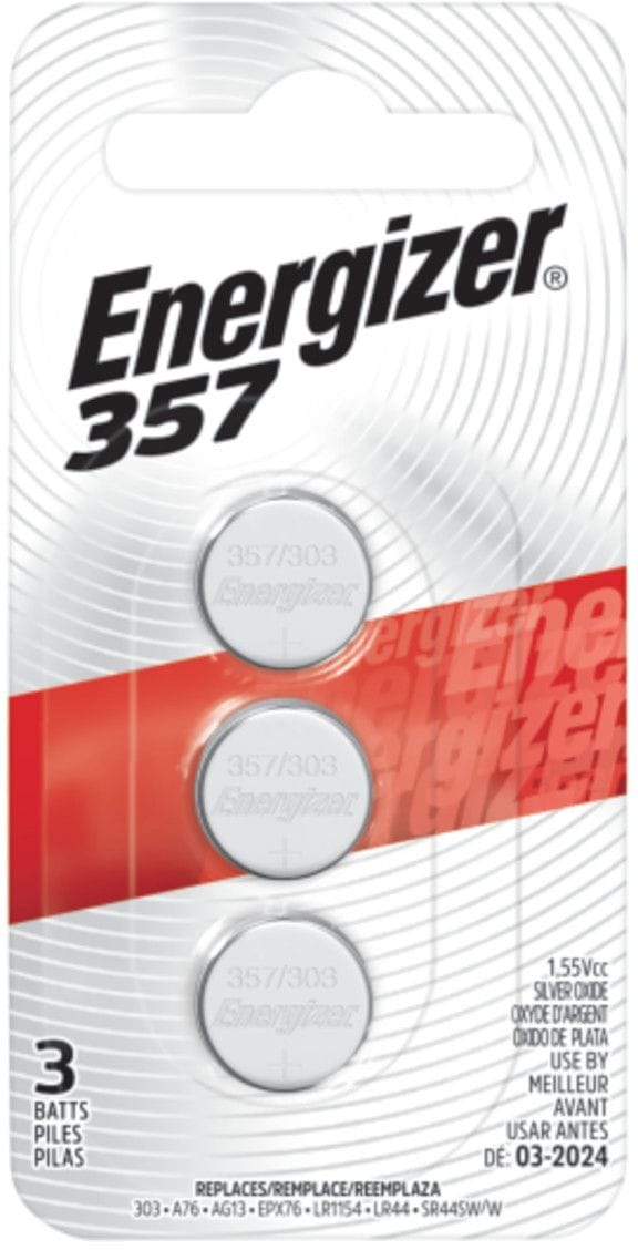 Energizer Silver Oxide 3-pk 357 LR44 AG13 303 A76 1.5V / 1.5 Volt Button Coin Cell Batteries O0