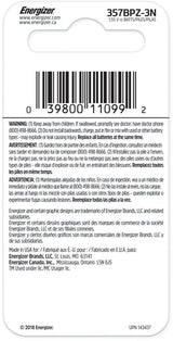 Energizer Silver Oxide 3-pk 357 LR44 AG13 303 A76 1.5V / 1.5 Volt Button Coin Cell Batteries