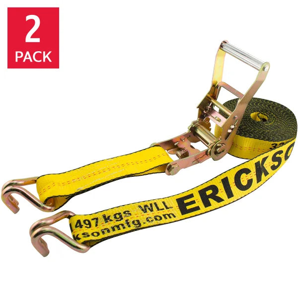 Erickson 8.2 m (27 ft.) Ratchet Strap with Double J Hooks 2-pack J3