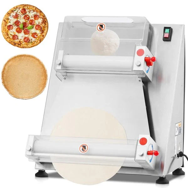 Commercial Pizza Dough Roller Sheeter, Max 16, Automatic 370W Electric Pizza Dough Roller, Stainless Steel, Suitable for Noodle, Pizza Bread and Pasta Maker Equipment I3