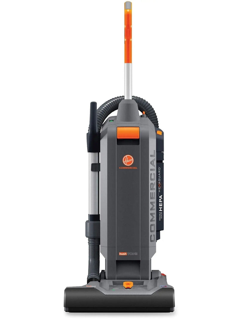 Hoover Commercial HushTone Upright Vacuum Cleaner, 15 inches with Intellibelt, For Carpet and Hard Floors, CH54115, Gray O3