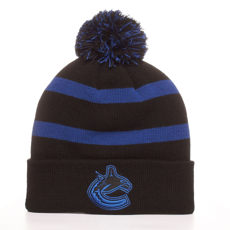 Fan Favorite NHL Vancouver Canucks Mass Breakaway Cuff Knit Pom Toque, Black, Adult W1