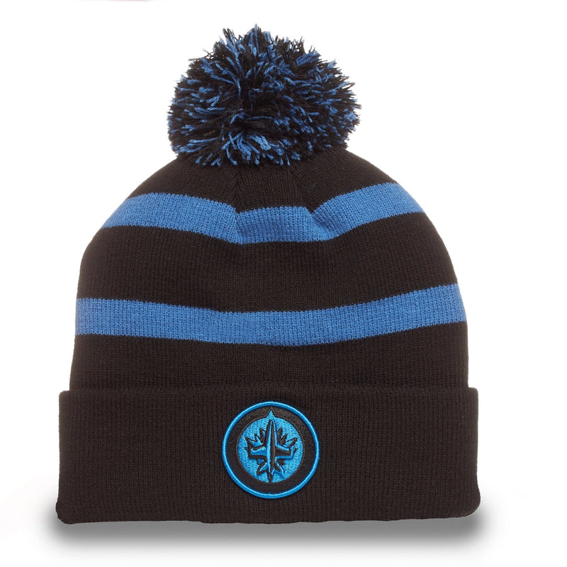 Fan Favorite NHL Winnipeg Jets Mass Breakaway Cuff Knit Pom Toque, Black, Adult A6