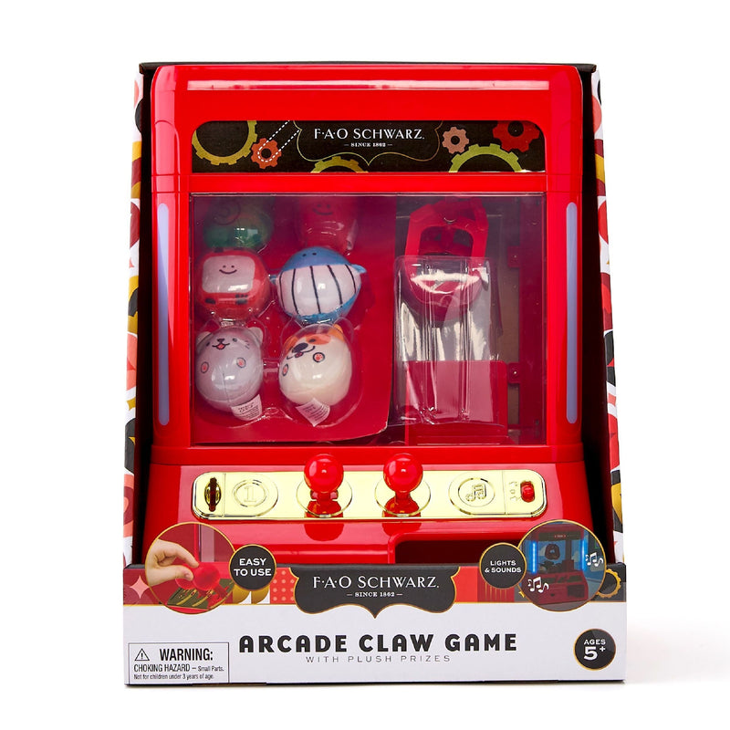 FAO Schwarz Arcade Claw Game with Plush Prizes, Red N1
