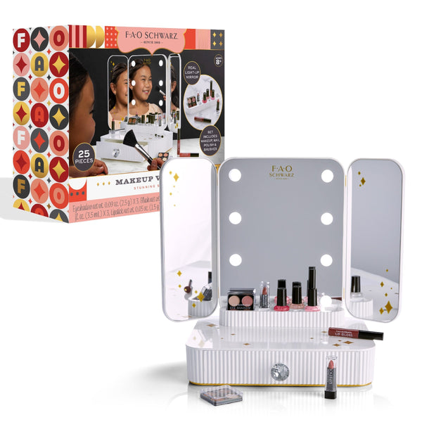 FAO Schwarz Girls Vanity Makeup Studio Low Profile, 24 Piece, White K3