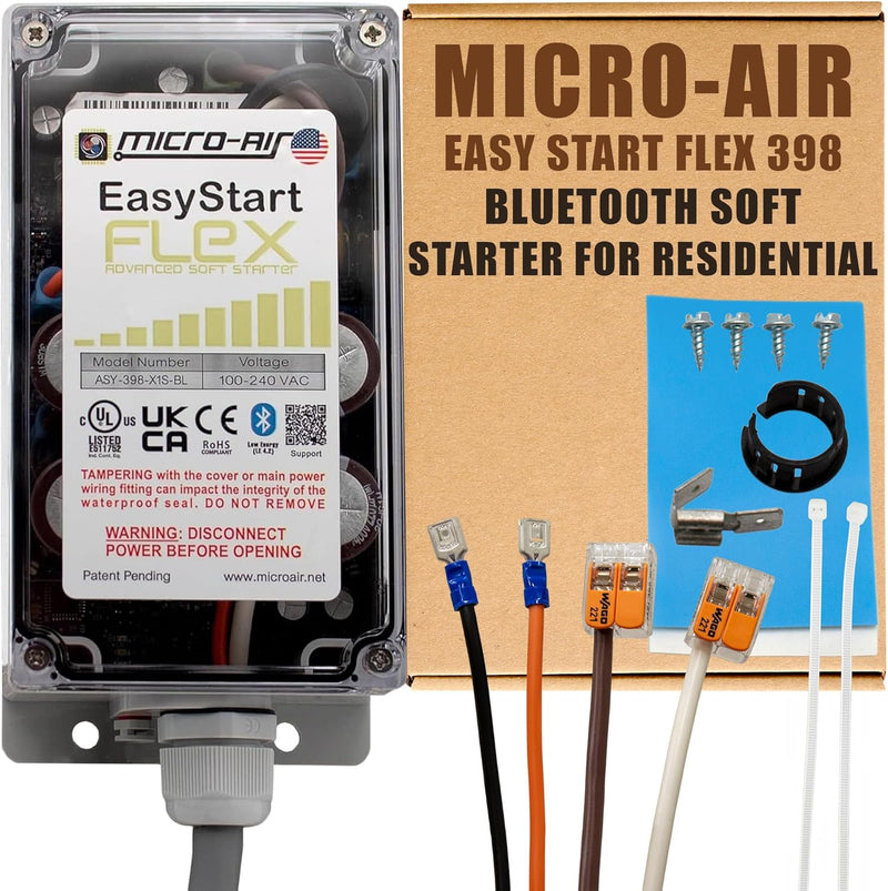 Bluetooth Soft Start Kit for Home Air Conditioner, RV & Commercial Use, Works with Generators, Reduces Power Surge, Efficient Start-Up - Up to 6 Tons w/Installation Kit C2