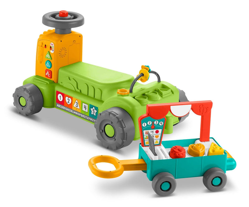 Fisher-Price Laugh & Learn 4-in-1 Farm to Market Tractor Ride-On Learning Toy for Baby & Toddlers P1