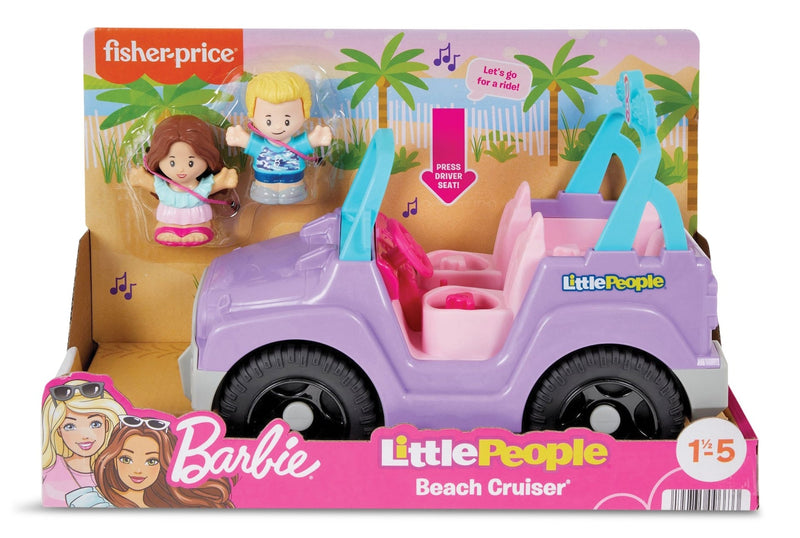 Fisher-Price Little People Barbie Beach Cruiser & Figures Set for Kids, 3-Pc, Ages 18 m - 5 yrs K6