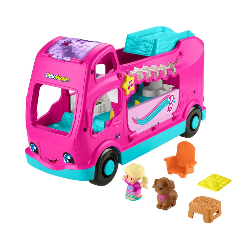 Fisher-Price Little People Barbie Dream Camper RV Playset with Music Lights & 2 Figures H9