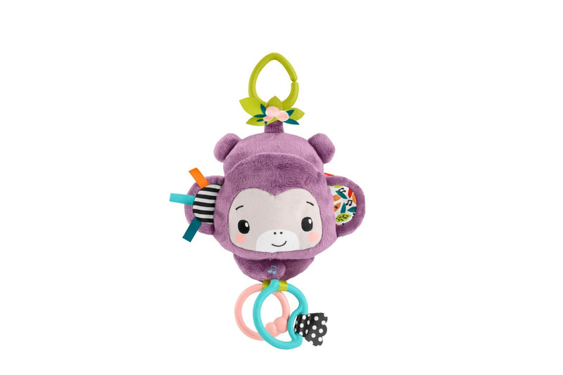 Fisher-Price Sing n Go Purple Monkey Plush Baby Stroller Sensory Toy For Newborns M3