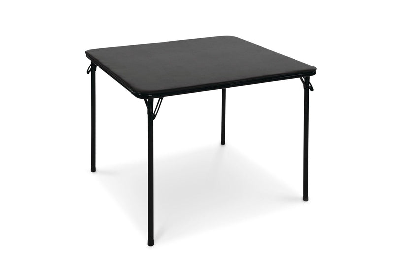 For Living 34-in x 34-in Portable Vinyl Top Metal Folding Card Game/Activity Table, Black R0
