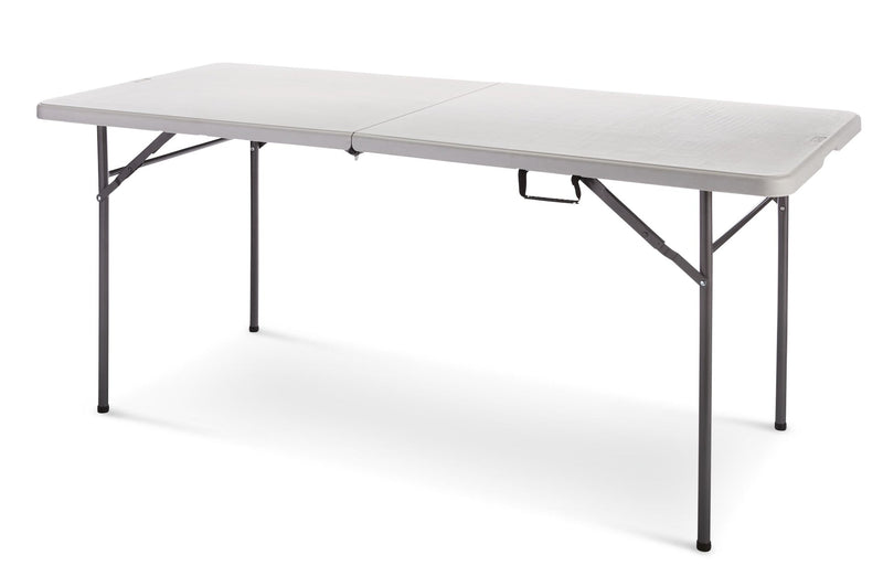 For Living 6-ft Portable Plastic & Metal Folding Table with Handle, Grey A3