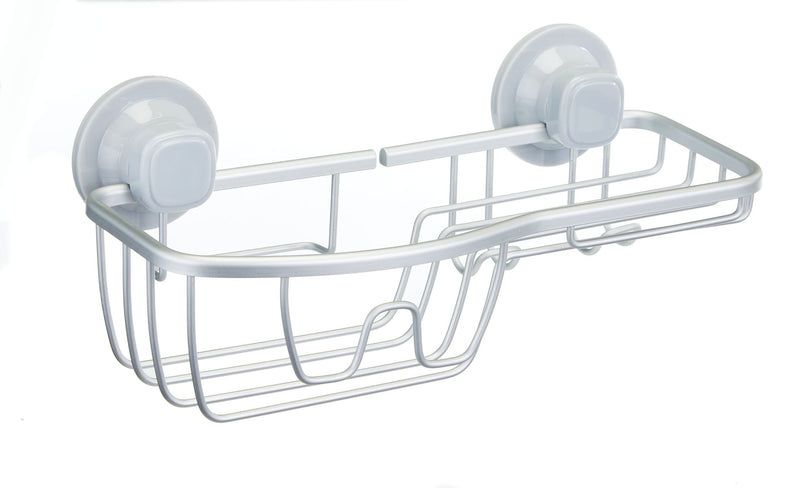 For Living Aluminum Rust-Resistant Suction Basket Shower Caddy with Hook, 3-in x 11-in x 5-in W5