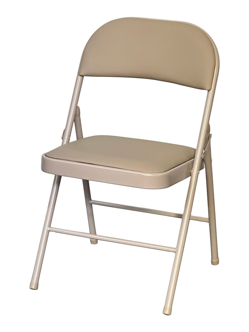 For Living Beige Indoor Padded Vinyl Folding Chair S4