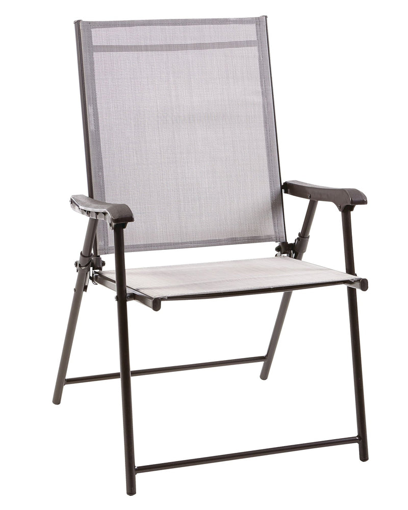 For Living Bluebay Sling Folding Outdoor Patio Accent Chair, Grey, 25x24x37-in L5
