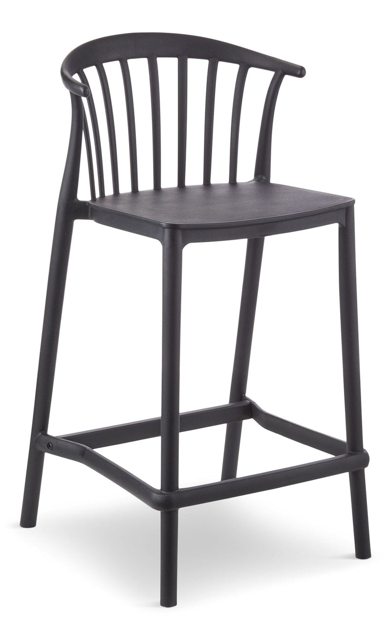 For Living Elevated Plastic Bar Stool with Footrest, Black I4