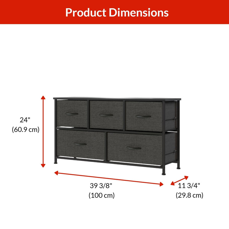 For Living Fabric 5-Drawer Storage Organizer, Grey B9