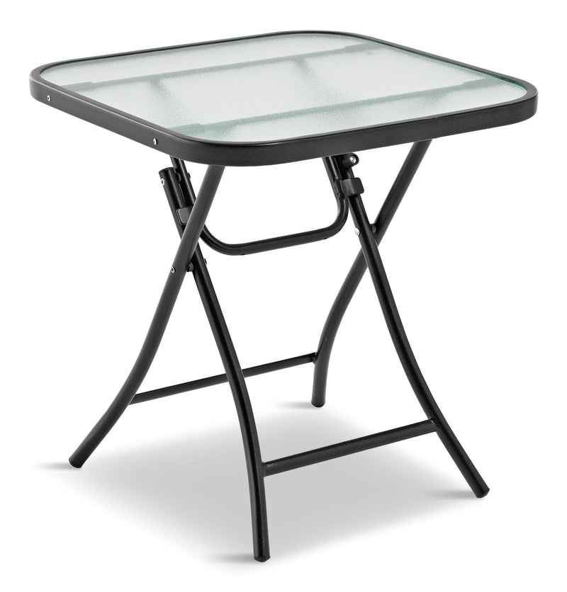 For Living Folding Outdoor/Patio Side Table with Glass Top, Assorted, 18-in A6