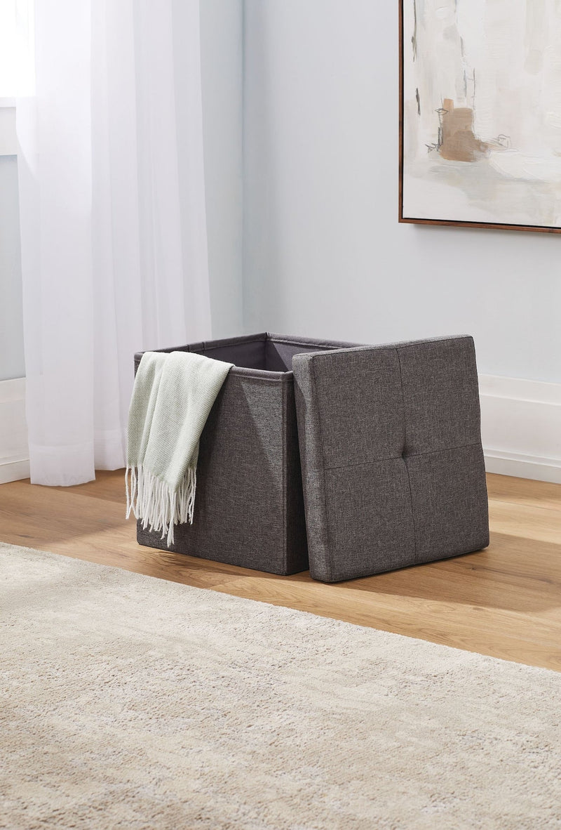 For Living Folding Storage Ottoman, Grey S3