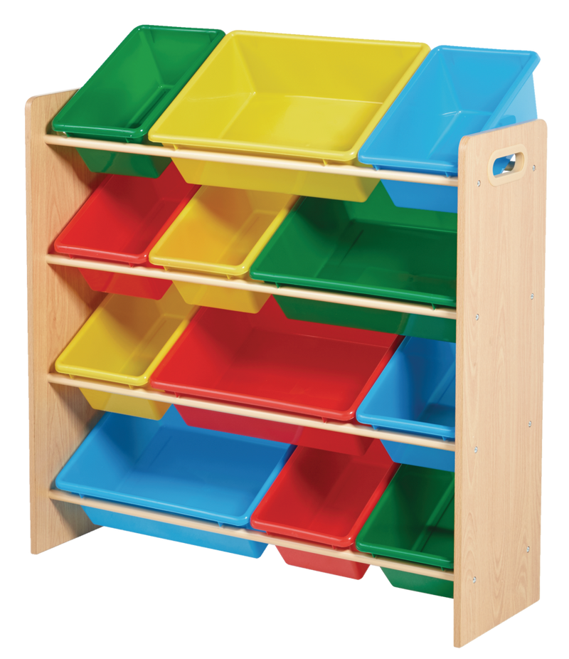 For Living Kids 12-Bin Bedroom/Playroom Toy Storage Organizer, Yellow X2