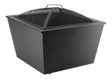 For Living Lyall Square Outdoor Wood Firepit, 20-in, Black