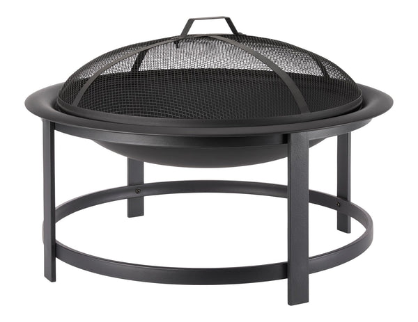 FOR LIVING Macaulay Round Outdoor Wood Firepit, 29-1/2-in, Black T4