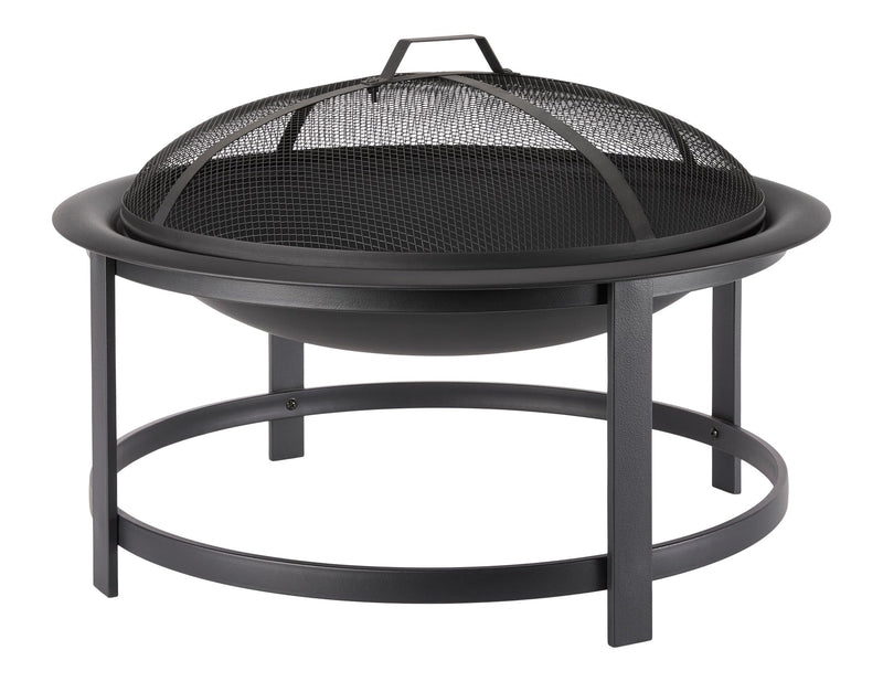 FOR LIVING Macaulay Round Outdoor Wood Firepit, 29-1/2-in, Black T4