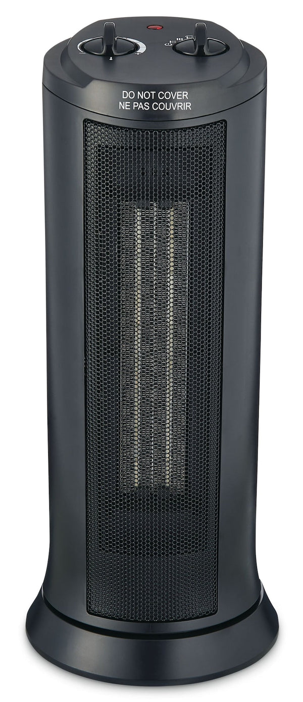 For Living Oscillating Tower Ceramic Space Heater withThermostat, 1500W, Black Y8