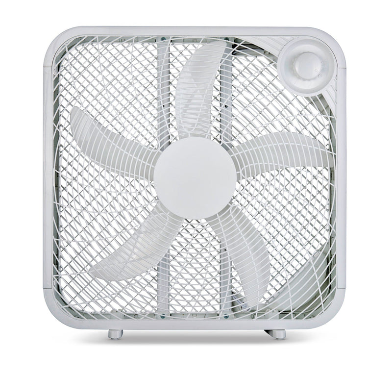 For Living Plastic 5-Blade Portable Box/Floor Fan, 2-Speed, White, 20-in I4