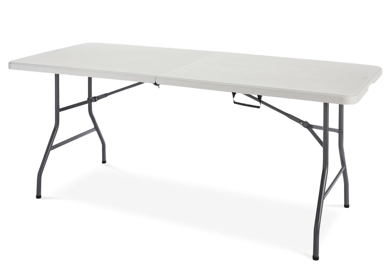 For Living Portable Folding Table with Casters & Handle, 6-ft, White D0