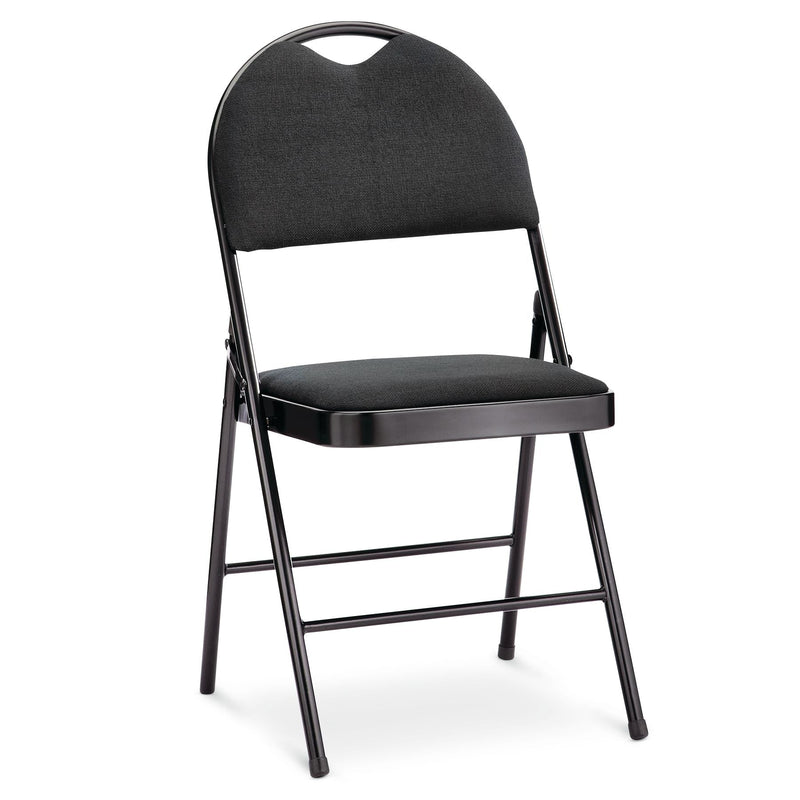 For Living Portable High-Back Upholstered & Padded Metal Folding Chair, Black M6