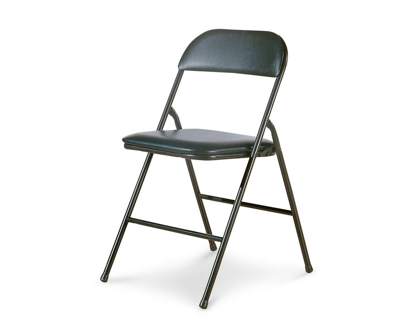 For Living Portable Vinyl Upholstered & Padded Metal Folding Chair, Black, 2-pk L6