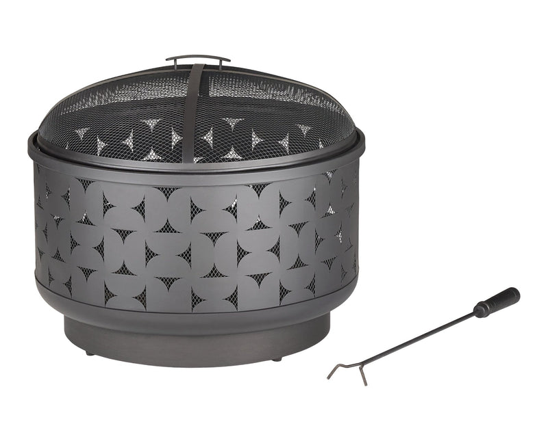 For Living Round Outdoor Wood Burning Fire Pit, Steel, Black, 24-in R7
