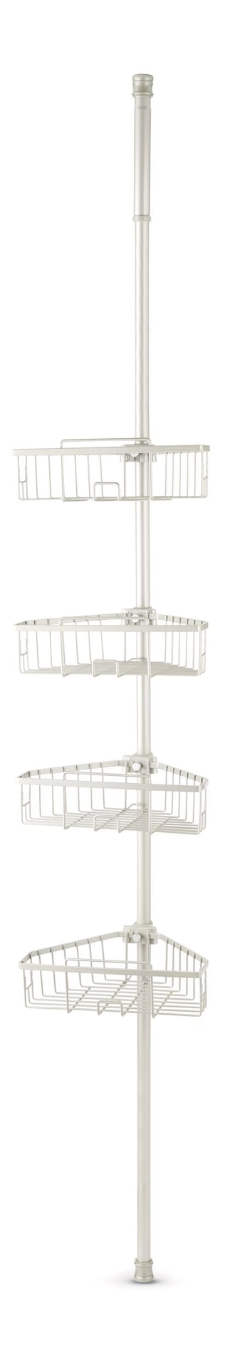 For Living Rust-Resistant Adjustable Basket Tension Pole Shower Caddy, Nickel, 108-in x 11-in x 9-in V2