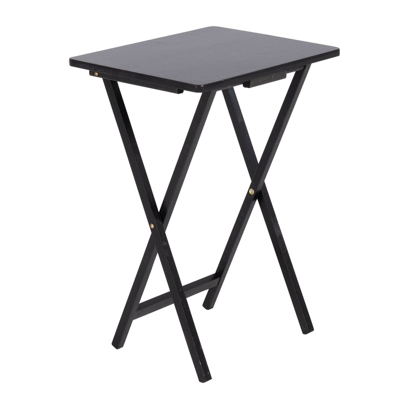 For Living Solid Wood Folding TV Tray, Stain-Resistant, Black O2