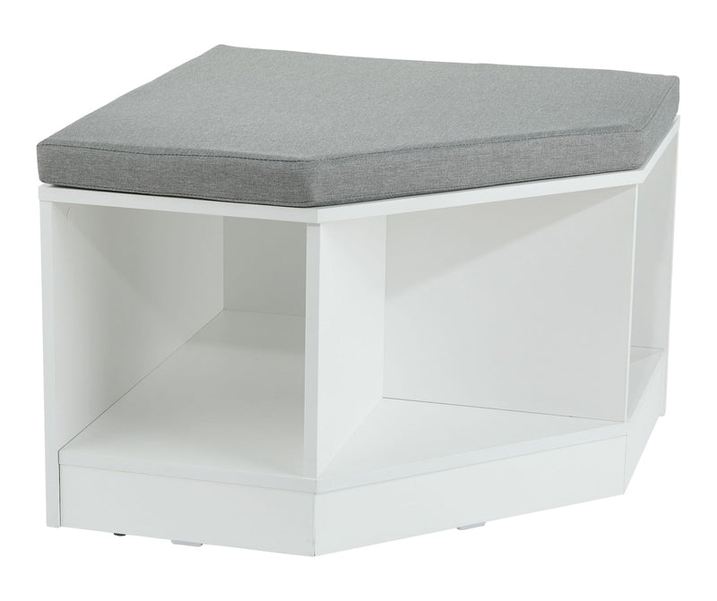 For Living Space Saving Corner Bench with Storage, White/Grey Y6