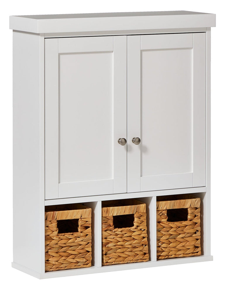 For Living Wall Mount Cabinet With Baskets, White P8