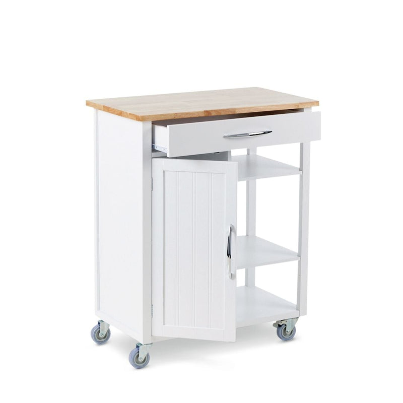 For Living Wood Top Kitchen Utility Storage Cart/Island With Locking Wheels, White X3