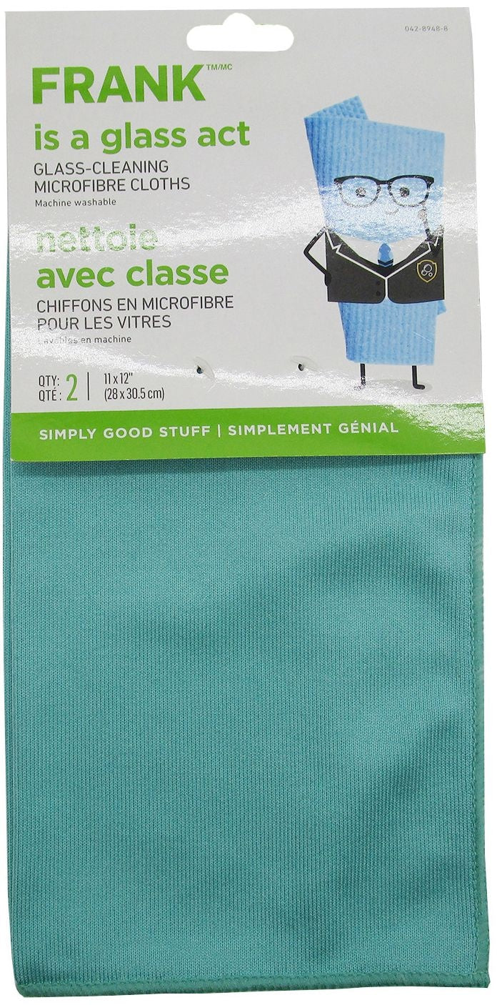 FRANK Glass Cleaning Machine Washable Microfibre Cloths, Blue, 2-pk Q6