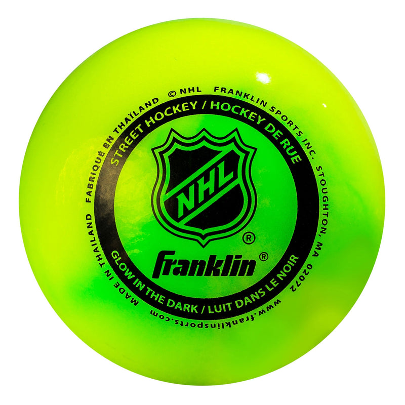 Franklin NHL Glow in the Dark Hockey Ball, Minimal Bounce, PVC, Green U0