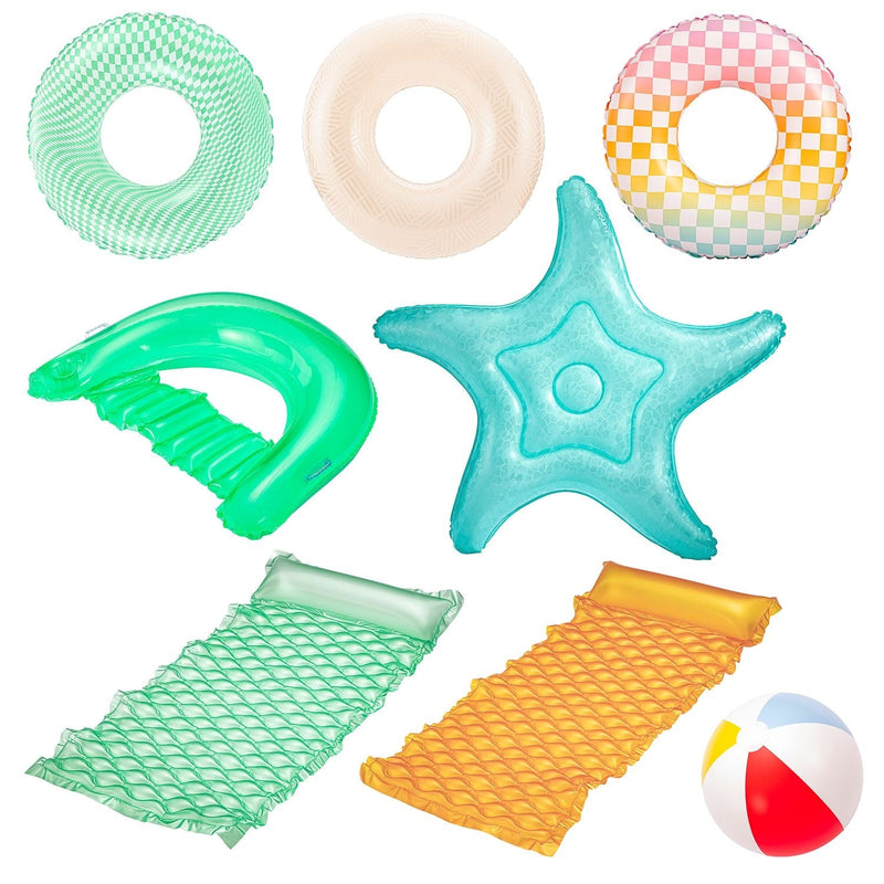 Funsicle Party Pack Pool Loungers with Inflation Tool, 9-pc P3