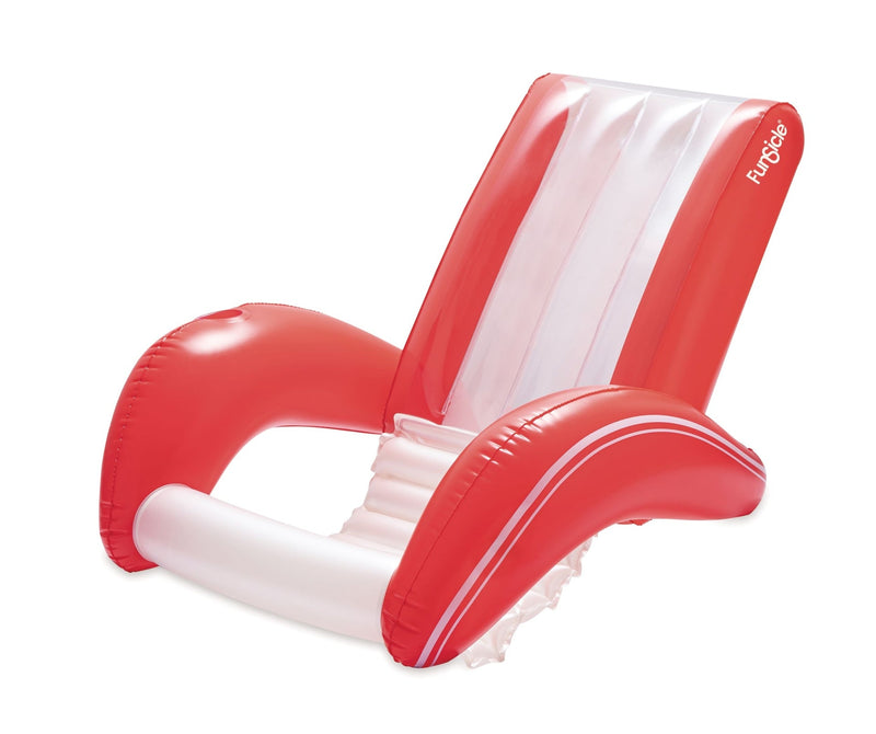 Funsicle Red and White Recliner Floating Pool Lounger, Ages 14+ K0