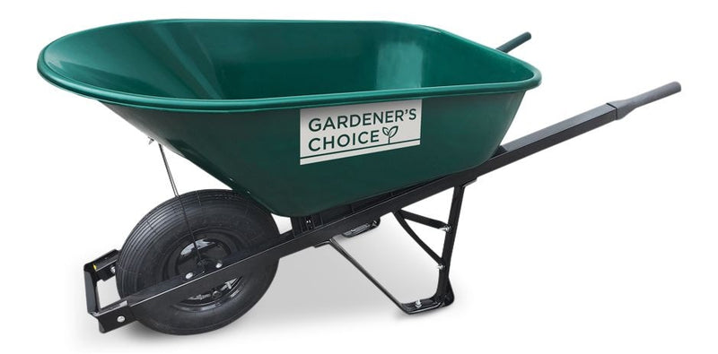 Gardener's Choice 1-Wheel Homeowner Poly Tray Wheelbarrow with Steel Handles, 6-cu-ft G7